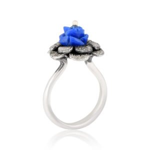 Vintage Silver-Plated Blue Rose Ring – Handcrafted Floral Elegance - Image 4